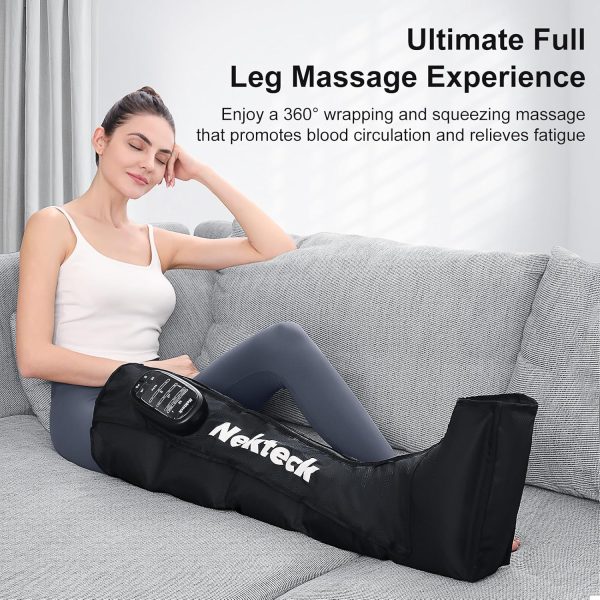 Nekteck Leg Massager Recovery System, Cordless Air Compression Massage, Rechargeable Portable Full Leg Boots for Circulation and Pain Relief (Single Only)-FSA HSA Eligible - Image 2