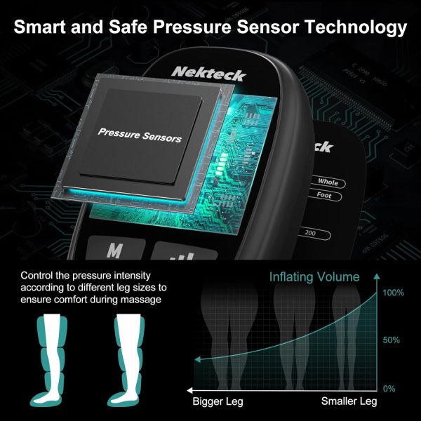 Nekteck Leg Massager Recovery System, Cordless Air Compression Massage, Rechargeable Portable Full Leg Boots for Circulation and Pain Relief (Single Only)-FSA HSA Eligible - Image 5
