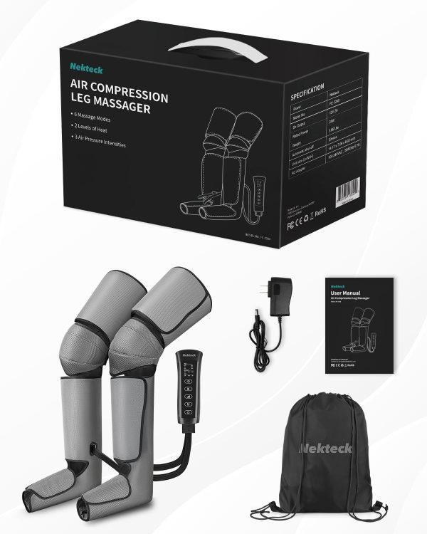 Nekteck Leg Massager for Circulation and Pain Relief, Air Compression Foot Calf Thigh Massager with 2 Heat and 3 Vibration Functions, 6 Modes 3 Intensities, Help for Muscles Relaxation - Image 9