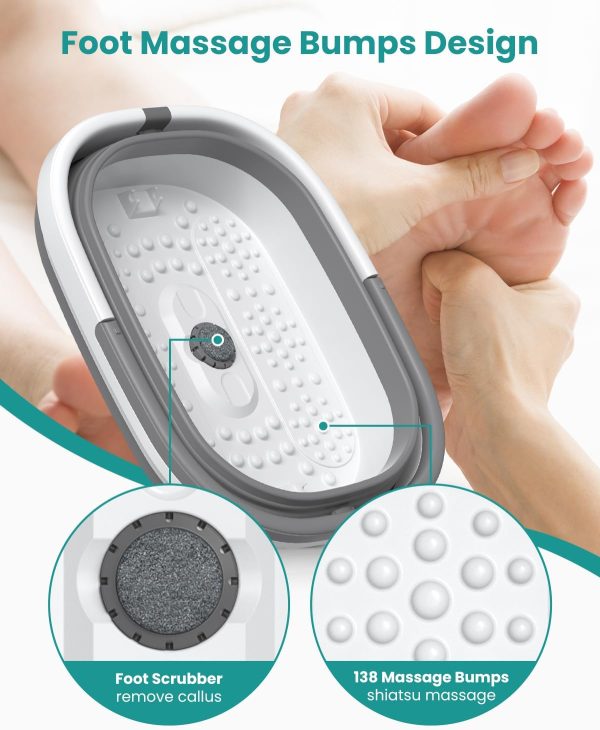 Nekteck Foot Soaking Tub Collapsible Bucket for Foot Bath Soak Tub, Foot Basin Foot Soaker with 138 Acupressure Nodes and Pumice Stone for Feet Massager Pedicure Foot Spa, Gifts for Men Women Dad Mom - Image 4
