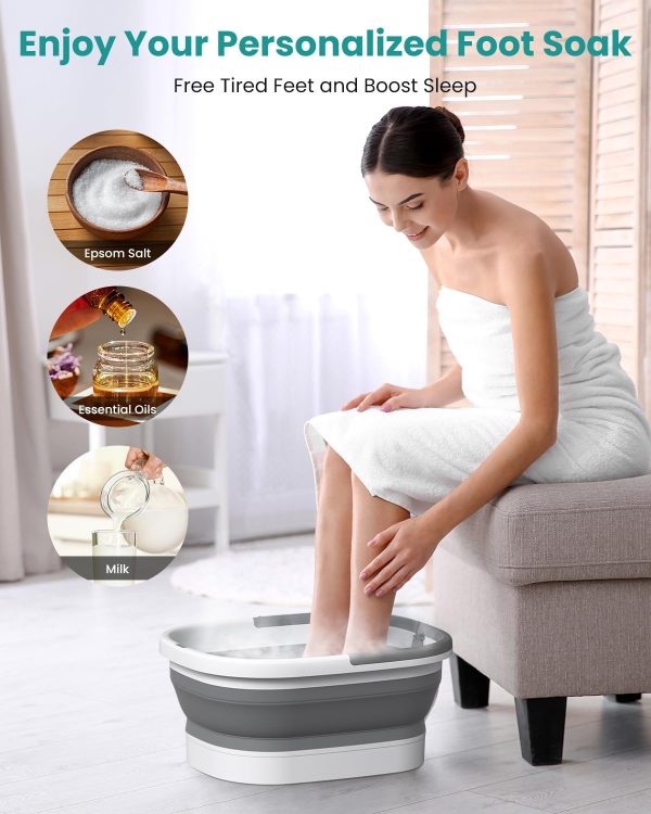 Nekteck Foot Soaking Tub Collapsible Bucket for Foot Bath Soak Tub, Foot Basin Foot Soaker with 138 Acupressure Nodes and Pumice Stone for Feet Massager Pedicure Foot Spa, Gifts for Men Women Dad Mom - Image 6