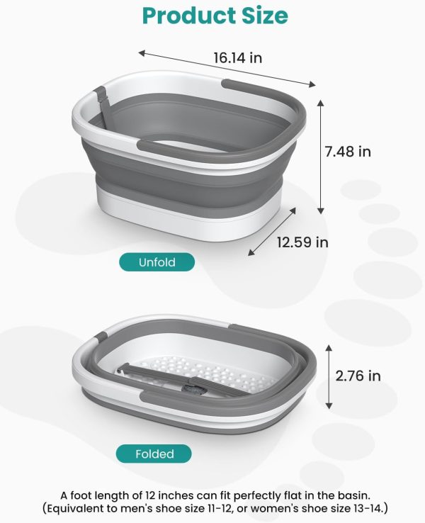 Nekteck Foot Soaking Tub Collapsible Bucket for Foot Bath Soak Tub, Foot Basin Foot Soaker with 138 Acupressure Nodes and Pumice Stone for Feet Massager Pedicure Foot Spa, Gifts for Men Women Dad Mom - Image 9