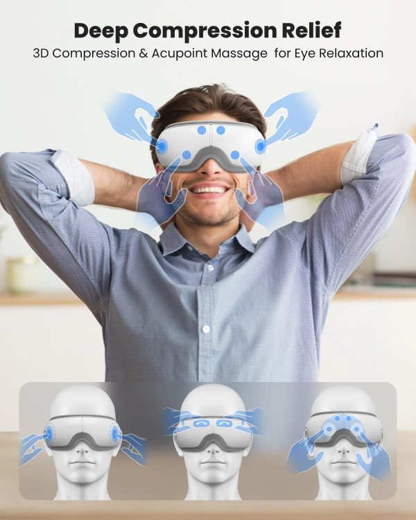 Nekteck Eye Massager with Heat, Bluetooth Eye Mask Massage for Migraine Relief, Heated Smart Migraine Massager to Reduce Strain, Dry Eyes, Sleep Relaxation, Fathers Day Birthday Gifts for Dad Her Him - Image 2