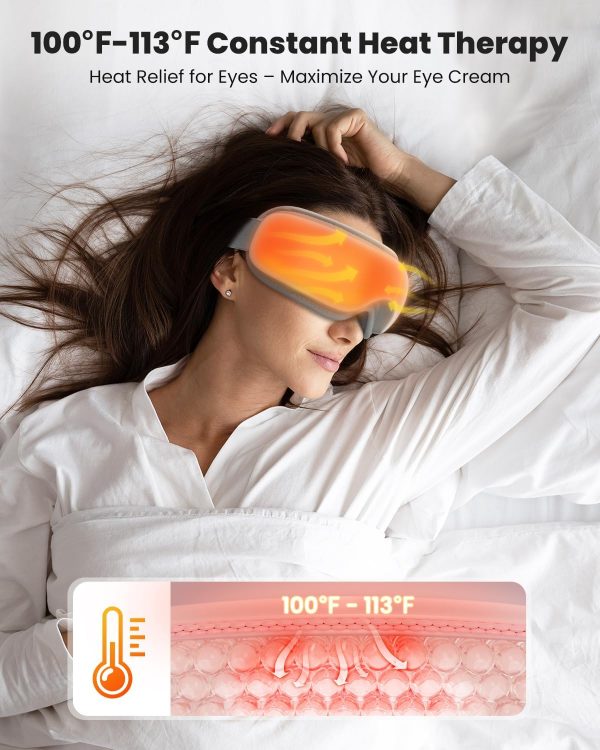 Nekteck Eye Massager with Heat, Bluetooth Eye Mask Massage for Migraine Relief, Heated Smart Migraine Massager to Reduce Strain, Dry Eyes, Sleep Relaxation, Fathers Day Birthday Gifts for Dad Her Him - Image 3