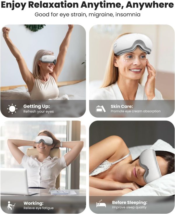 Nekteck Eye Massager with Heat, Bluetooth Eye Mask Massage for Migraine Relief, Heated Smart Migraine Massager to Reduce Strain, Dry Eyes, Sleep Relaxation, Fathers Day Birthday Gifts for Dad Her Him - Image 6