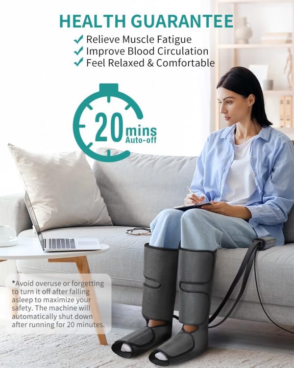 Nekteck Leg Massager with Air Compression for Circulation and Relaxation, Foot and Calf Massage Machine with Hand-held Controller, Adjustable Leg Wraps for Home and Office Use - FSA HSA Eligible - Image 3