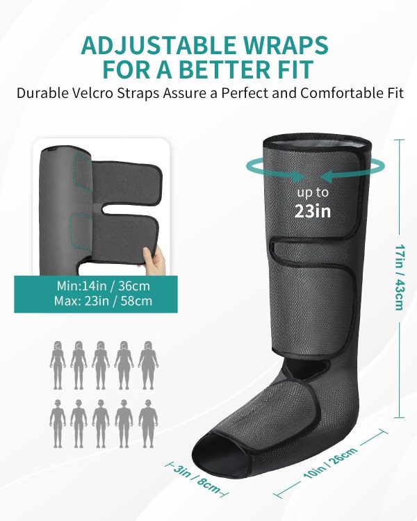 Nekteck Leg Massager with Air Compression for Circulation and Relaxation, Foot and Calf Massage Machine with Hand-held Controller, Adjustable Leg Wraps for Home and Office Use - FSA HSA Eligible - Image 6
