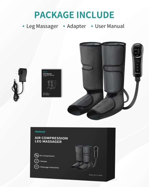 Nekteck Leg Massager with Air Compression for Circulation and Relaxation, Foot and Calf Massage Machine with Hand-held Controller, Adjustable Leg Wraps for Home and Office Use - FSA HSA Eligible - Image 7