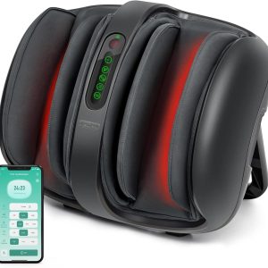 Nekteck Foot Shiatsu Massager for Circulation and Pain Relief, Smart Electric Massage Machine with Heat, Deep Kneading, Vibration, Compression for Feet, Calf, Arm Muscle Relax Black (APP Control)