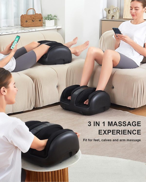 Nekteck Foot Shiatsu Massager for Circulation and Pain Relief, Smart Electric Massage Machine with Heat, Deep Kneading, Vibration, Compression for Feet, Calf, Arm Muscle Relax Black (APP Control) - Image 2