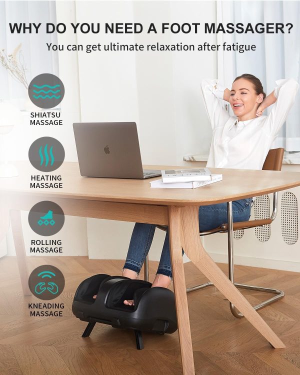 Nekteck Foot Shiatsu Massager for Circulation and Pain Relief, Smart Electric Massage Machine with Heat, Deep Kneading, Vibration, Compression for Feet, Calf, Arm Muscle Relax Black (APP Control) - Image 5
