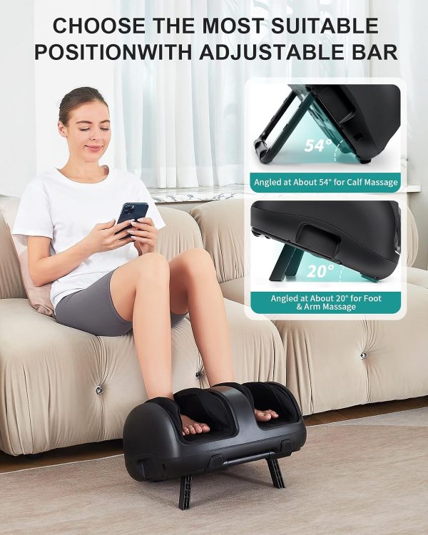 Nekteck Foot Shiatsu Massager for Circulation and Pain Relief, Smart Electric Massage Machine with Heat, Deep Kneading, Vibration, Compression for Feet, Calf, Arm Muscle Relax Black (APP Control) - Image 6