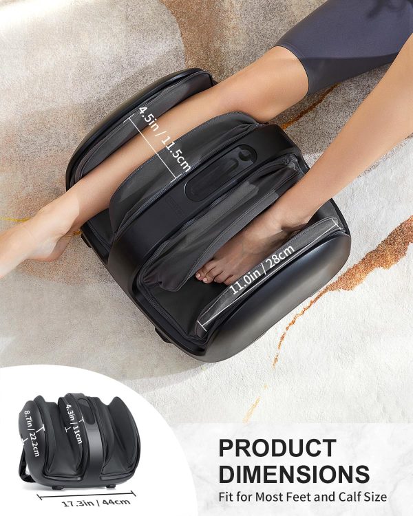Nekteck Foot Shiatsu Massager for Circulation and Pain Relief, Smart Electric Massage Machine with Heat, Deep Kneading, Vibration, Compression for Feet, Calf, Arm Muscle Relax Black (APP Control) - Image 7