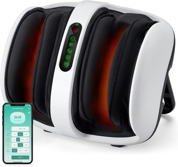 Nekteck Foot Shiatsu Massager for Circulation and Pain Relief, Smart Electric Massage Machine with Heat, Deep Kneading, Vibration, Compression for Feet, Calf, Arm Muscle Relax Black (APP Control) - Image 8