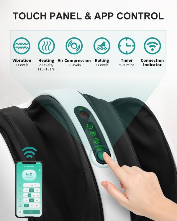 Nekteck Foot Shiatsu Massager for Circulation and Pain Relief, Smart Electric Massage Machine with Heat, Deep Kneading, Vibration, Compression for Feet, Calf, Arm Muscle Relax Black (APP Control) - Image 10