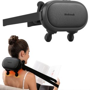 Nekteck Cordless Neck Massager, Shiatsu Neck and Shoulder Massager with Heat, Shoulder Massage, Electric Deep Tissue 6D Kneading Massage Pillow for Back Pain Relief, for Men Women, HSA/FSA Eligible