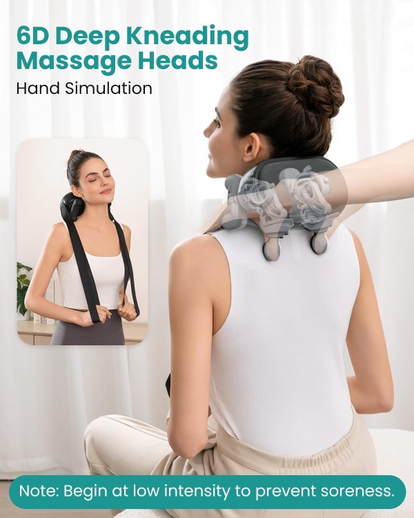 Nekteck Cordless Neck Massager, Shiatsu Neck and Shoulder Massager with Heat, Shoulder Massage, Electric Deep Tissue 6D Kneading Massage Pillow for Back Pain Relief, for Men Women, HSA/FSA Eligible - Image 2
