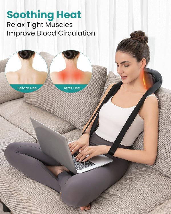 Nekteck Cordless Neck Massager, Shiatsu Neck and Shoulder Massager with Heat, Shoulder Massage, Electric Deep Tissue 6D Kneading Massage Pillow for Back Pain Relief, for Men Women, HSA/FSA Eligible - Image 3