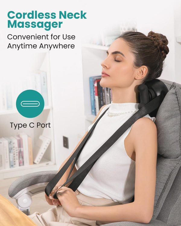 Nekteck Cordless Neck Massager, Shiatsu Neck and Shoulder Massager with Heat, Shoulder Massage, Electric Deep Tissue 6D Kneading Massage Pillow for Back Pain Relief, for Men Women, HSA/FSA Eligible - Image 4