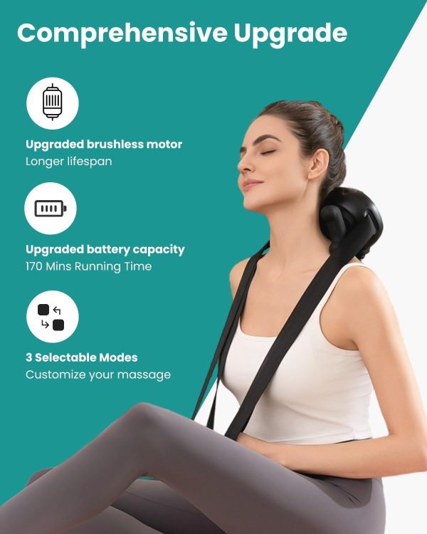 Nekteck Cordless Neck Massager, Shiatsu Neck and Shoulder Massager with Heat, Shoulder Massage, Electric Deep Tissue 6D Kneading Massage Pillow for Back Pain Relief, for Men Women, HSA/FSA Eligible - Image 5