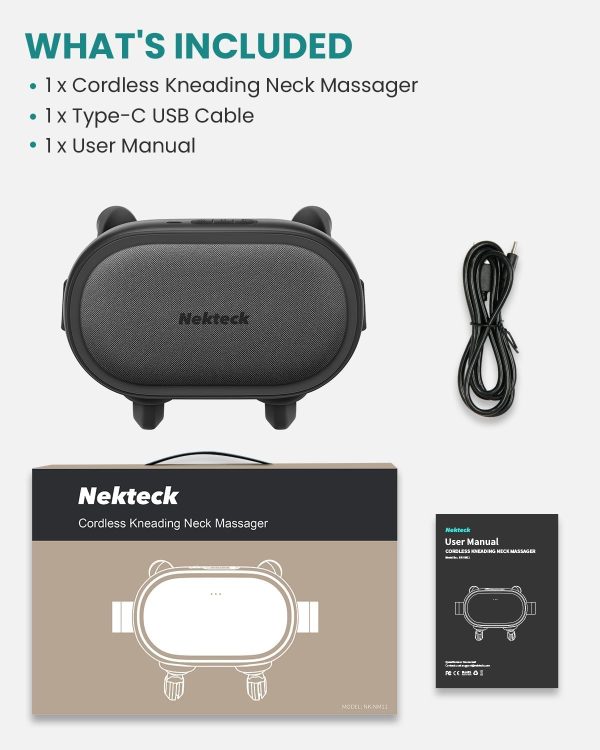 Nekteck Cordless Neck Massager, Shiatsu Neck and Shoulder Massager with Heat, Shoulder Massage, Electric Deep Tissue 6D Kneading Massage Pillow for Back Pain Relief, for Men Women, HSA/FSA Eligible - Image 8