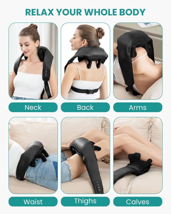 Nekteck Neck Massager, Cordless 6D Shiatsu Neck and Back Massager, Neck Massager for Pain Relief Deep Tissue, Ideal Gift for Men and Women, Ideal for Home, Office and Car, with Heat, Black - Image 3