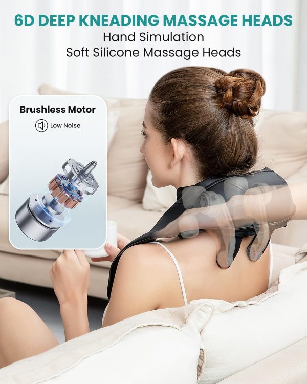 Nekteck Neck Massager, Cordless 6D Shiatsu Neck and Back Massager, Neck Massager for Pain Relief Deep Tissue, Ideal Gift for Men and Women, Ideal for Home, Office and Car, with Heat, Black - Image 4