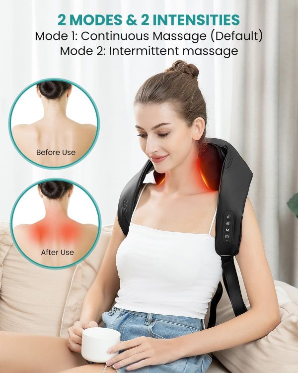 Nekteck Neck Massager, Cordless 6D Shiatsu Neck and Back Massager, Neck Massager for Pain Relief Deep Tissue, Ideal Gift for Men and Women, Ideal for Home, Office and Car, with Heat, Black - Image 5