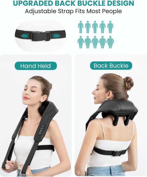 Nekteck Neck Massager, Cordless 6D Shiatsu Neck and Back Massager, Neck Massager for Pain Relief Deep Tissue, Ideal Gift for Men and Women, Ideal for Home, Office and Car, with Heat, Black - Image 6