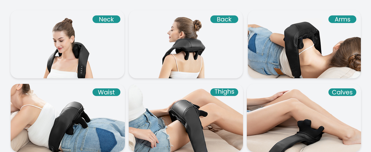 Neck Massager for Pain Relief Deep Tissue Cordless 6D Shiatsu Neck and Back Massager