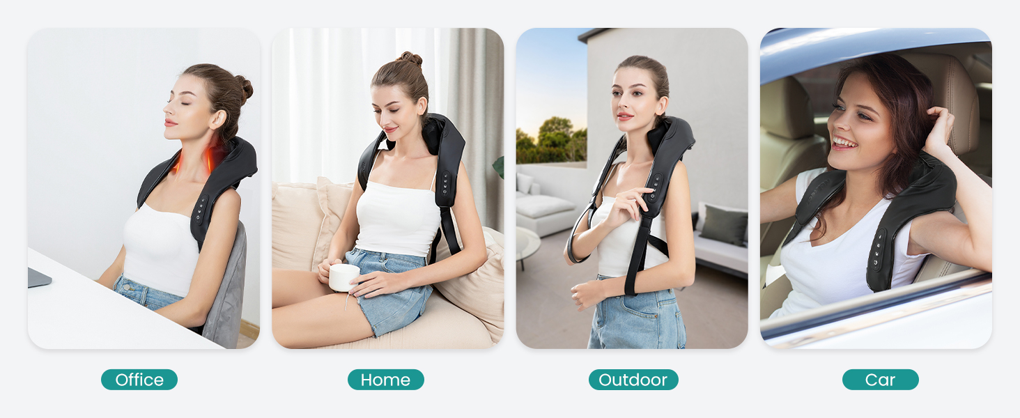Neck Massager for Pain Relief Deep Tissue Cordless 6D Shiatsu Neck and Back Massager