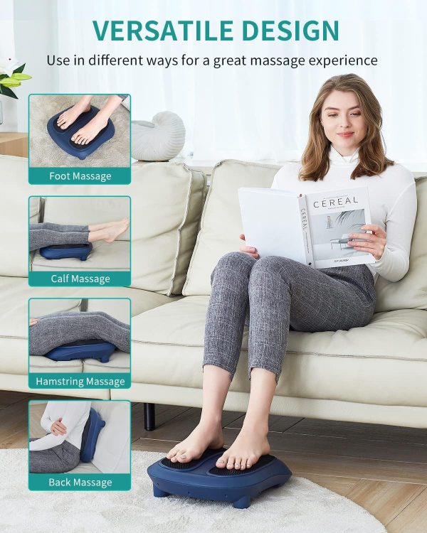 Nekteck Foot Massager with Heat, Shiatsu Heated Electric Kneading Foot Massager Machine for Plantar Fasciitis, Built-in Infrared Heat Function and Power Cord（Blue) - Image 4