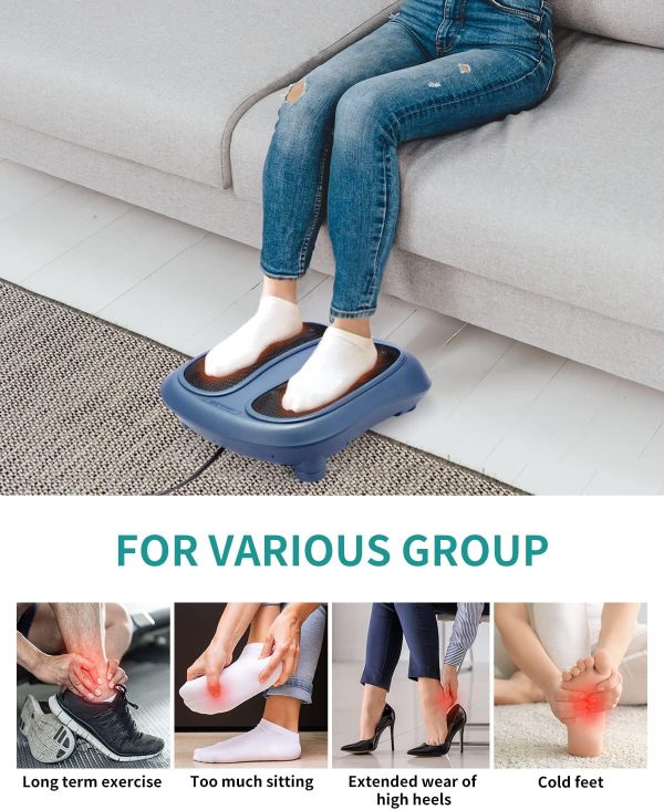 Nekteck Foot Massager with Heat, Shiatsu Heated Electric Kneading Foot Massager Machine for Plantar Fasciitis, Built-in Infrared Heat Function and Power Cord（Blue) - Image 7