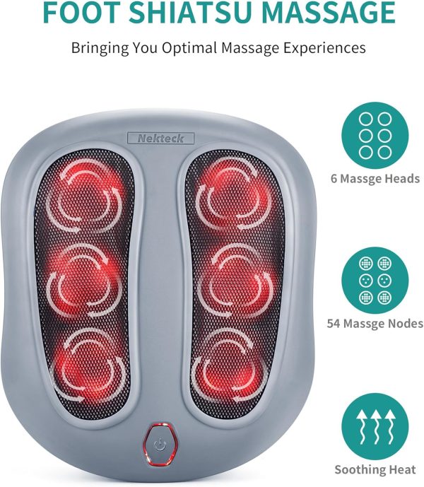 Nekteck Foot Massager with Heat, Shiatsu Heated Electric Kneading Foot Massager Machine for Plantar Fasciitis, Built-in Infrared Heat Function and Power Cord（Blue) - Image 12