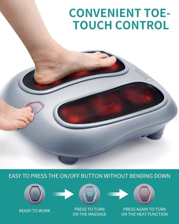 Nekteck Foot Massager with Heat, Shiatsu Heated Electric Kneading Foot Massager Machine for Plantar Fasciitis, Built-in Infrared Heat Function and Power Cord（Blue) - Image 13