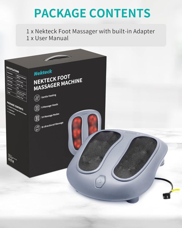 Nekteck Foot Massager with Heat, Shiatsu Heated Electric Kneading Foot Massager Machine for Plantar Fasciitis, Built-in Infrared Heat Function and Power Cord（Blue) - Image 19