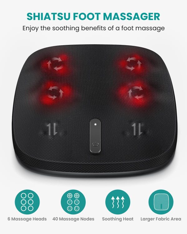 Nekteck Foot Massager with Heat, Shiatsu Heated Electric Kneading Foot Massager Machine for Plantar Fasciitis, Built-in Infrared Heat Function and Power Cord（Blue) - Image 22