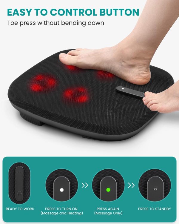 Nekteck Foot Massager with Heat, Shiatsu Heated Electric Kneading Foot Massager Machine for Plantar Fasciitis, Built-in Infrared Heat Function and Power Cord（Blue) - Image 24