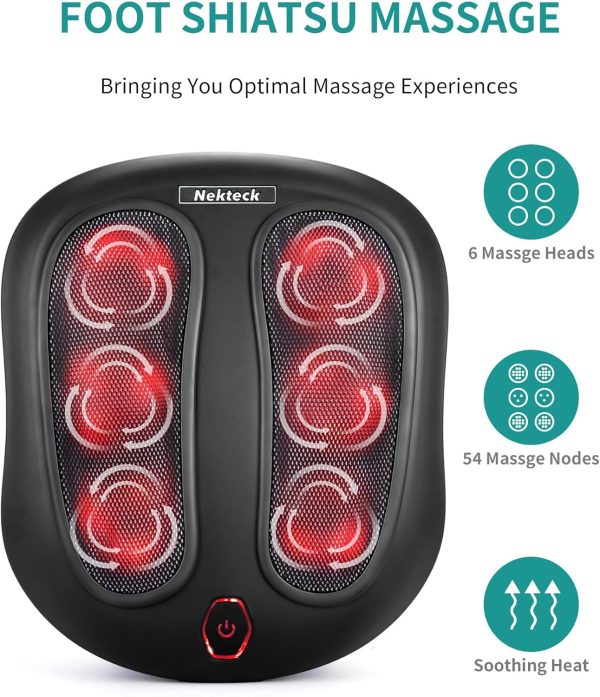 Nekteck Foot Massager with Heat, Shiatsu Heated Electric Kneading Foot Massager Machine for Plantar Fasciitis, Built-in Infrared Heat Function and Power Cord（Blue) - Image 29