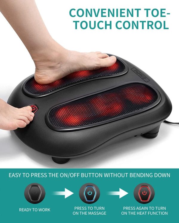 Nekteck Foot Massager with Heat, Shiatsu Heated Electric Kneading Foot Massager Machine for Plantar Fasciitis, Built-in Infrared Heat Function and Power Cord（Blue) - Image 30