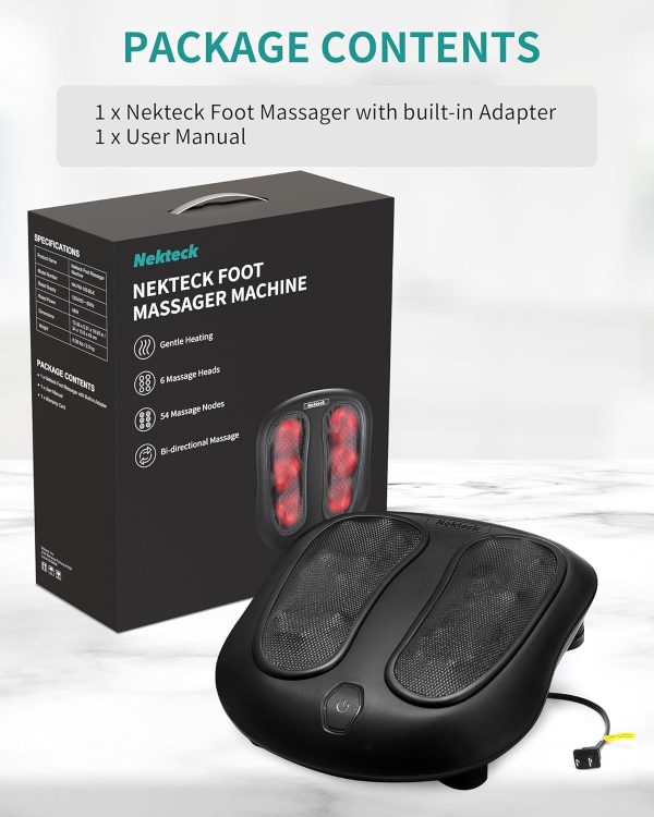 Nekteck Foot Massager with Heat, Shiatsu Heated Electric Kneading Foot Massager Machine for Plantar Fasciitis, Built-in Infrared Heat Function and Power Cord（Blue) - Image 36